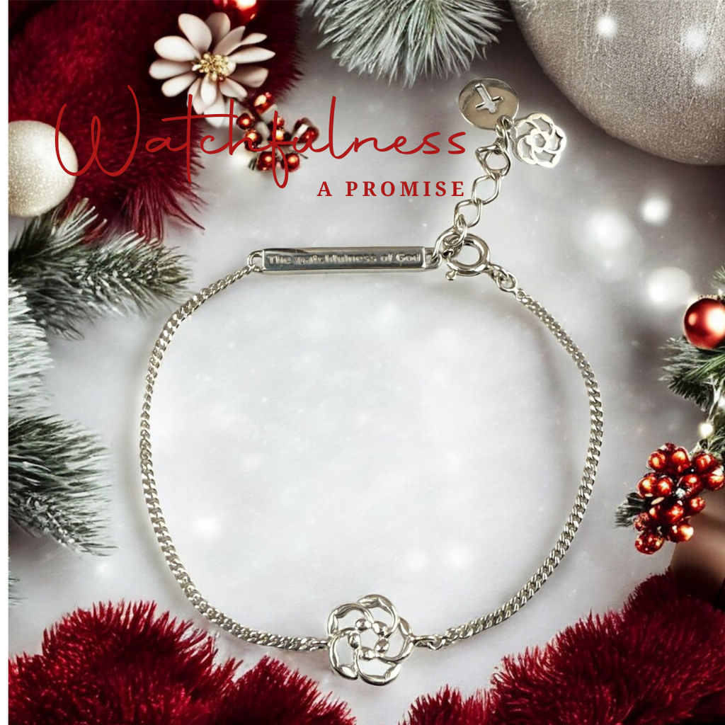 Christian Bracelet in sterling silver in a Christmas backgound 